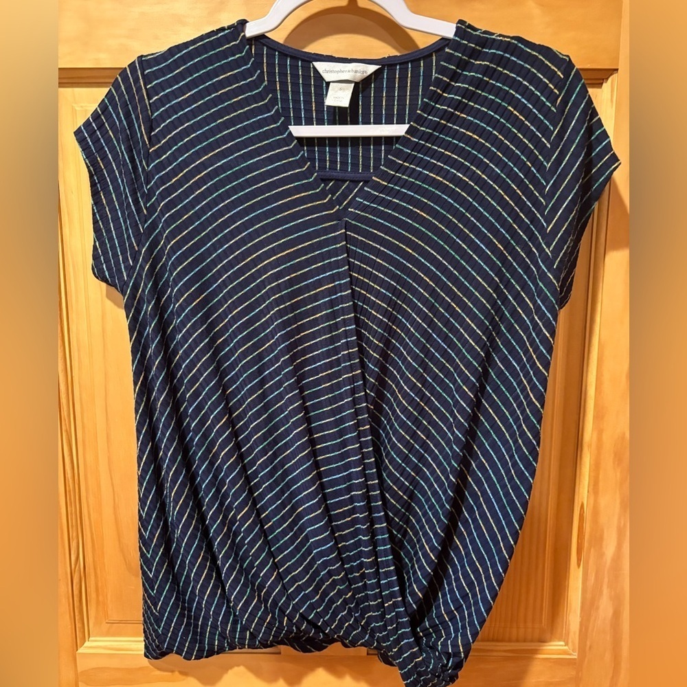 Christopher & Banks top navy blue with horizontal stripes Womens size S